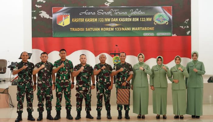 Danrem 133/Nani Wartabone Pimpin Sertijab Kasiter dan Kasiren Korem 133/NW