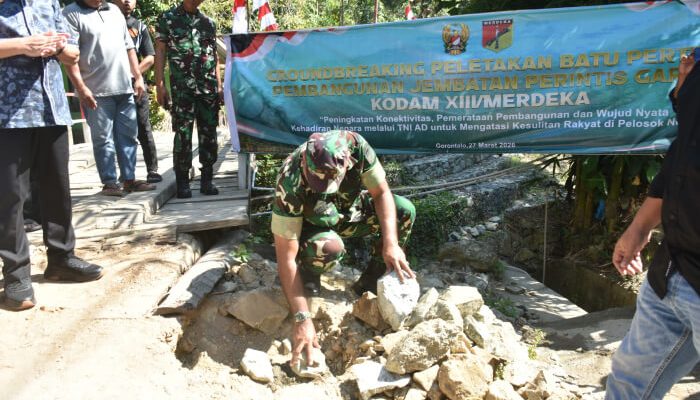 Danrem 133/NW Letakkan Batu Pertama Pembangunan Jembatan Perintis Garuda di Kabgor