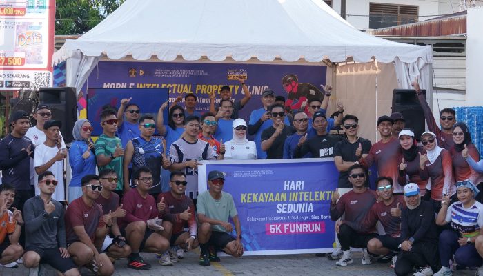Peringati Hari KI Sedunia, Jajaran Kanwil Kemenkum Gorontalo Ramaikan CFD dengan Fun Run dan Layanan KI