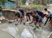 Satgas TMMD 128, Jalan Rabat Beton Desa Hutamonu Mendekati Target Akhir