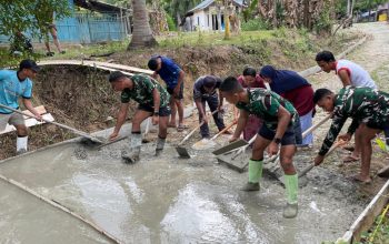 Satgas TMMD 128, Jalan Rabat Beton Desa Hutamonu Mendekati Target Akhir