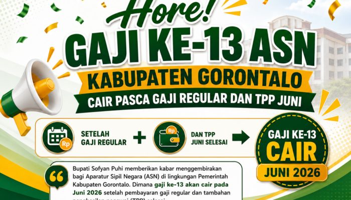 Hore! Gaji ke-13 ASN Kabupaten Gorontalo Cair Pasca Gaji Regular dan TPP Juni