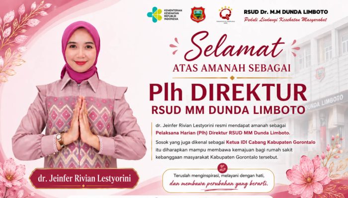 dr. Jeinfer Rivian Lestyorini Ditunjuk sebagai Plh Direktur RSUD Dunda Limboto