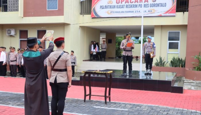 Lantik Kasat Reskrim Baru, Kapolres Gorontalo Tekankan Hukum Profesional dan Berkeadilan
