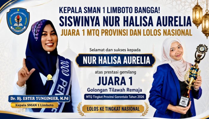 Kepala SMAN 1 Limboto Bangga! Siswinya Nur Halisa Aurelia Juara 1 MTQ Provinsi dan Lolos Nasional