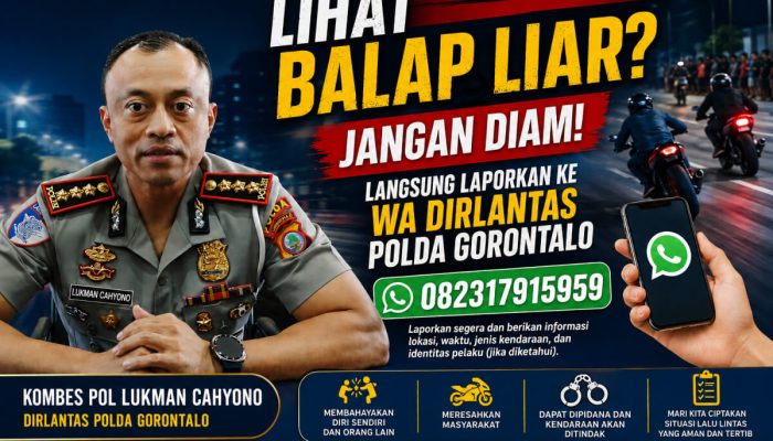 Lihat Balap Liar? Jangan Diam, Langsung Laporkan ke WA Dirlantas Polda Gorontalo