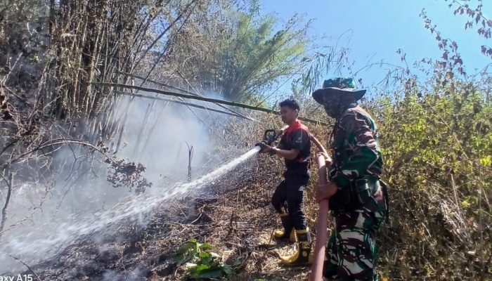 Bahu-membahu di Medan Terjal, Babinsa dan Warga Padamkan Api di Bone Bolango