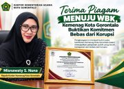 Terima Piagam Menuju WBK, Kemenag Kota Gorontalo Buktikan Komitmen Bebas dari Korupsi